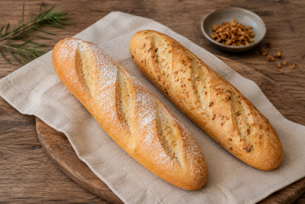 Klassisches Landbaguett und das Zwiebel Landbaguett
